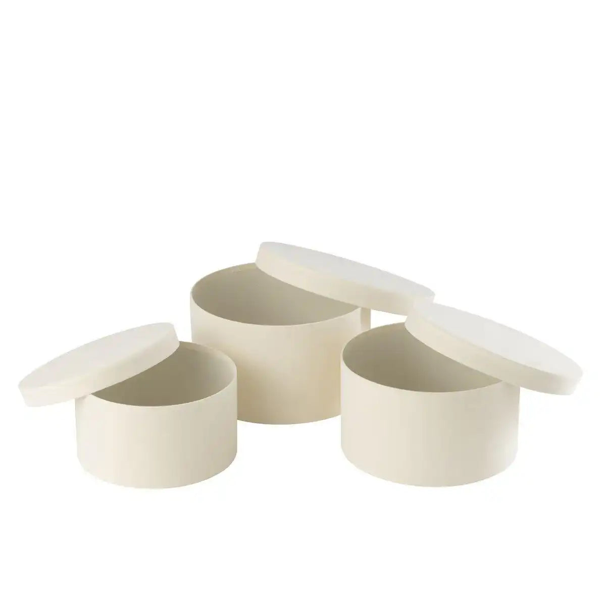 J-Line Set mit 3 Boxen, rund, flach, Samtpapier, Weiß - HomeDesign Knaus