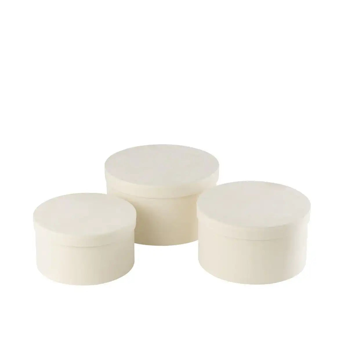 J-Line Set mit 3 Boxen, rund, flach, Samtpapier, Weiß - HomeDesign Knaus