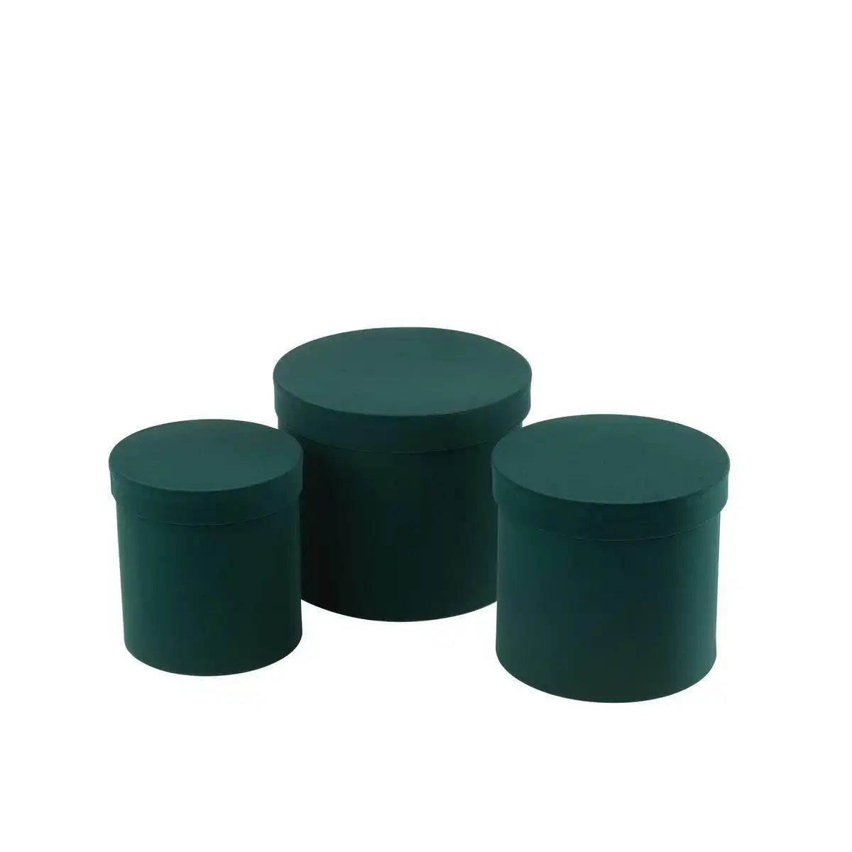 J-Line Set mit 3 Boxen, rund, Samtpapier, Grün - HomeDesign Knaus