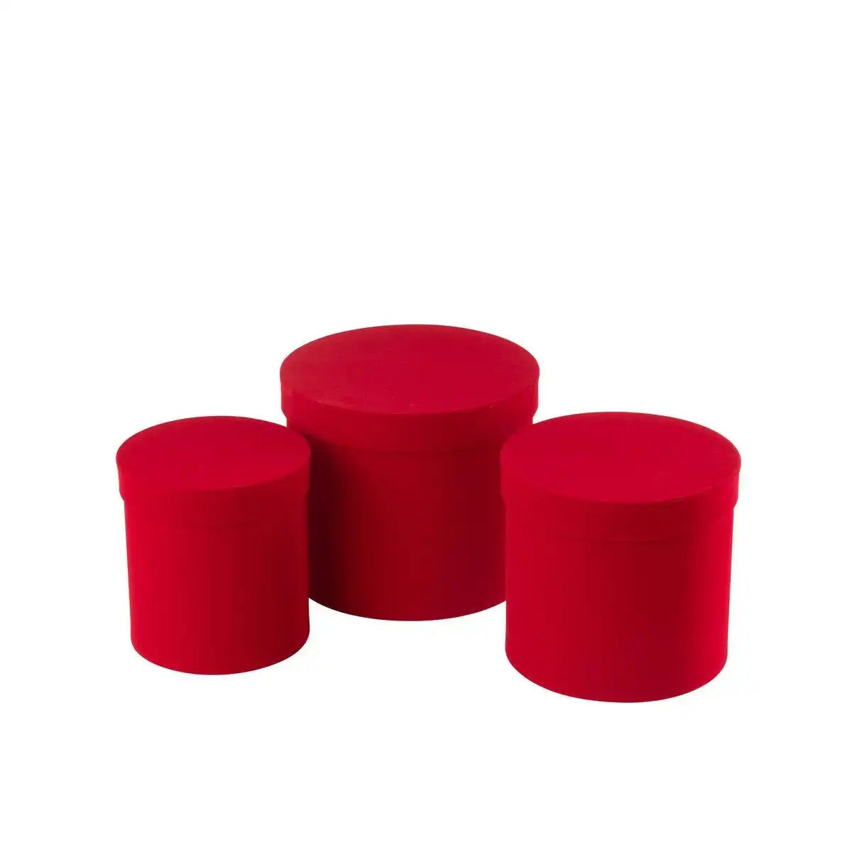 J-Line Set mit 3 Boxen, rund, Samtpapier, Rot - HomeDesign Knaus