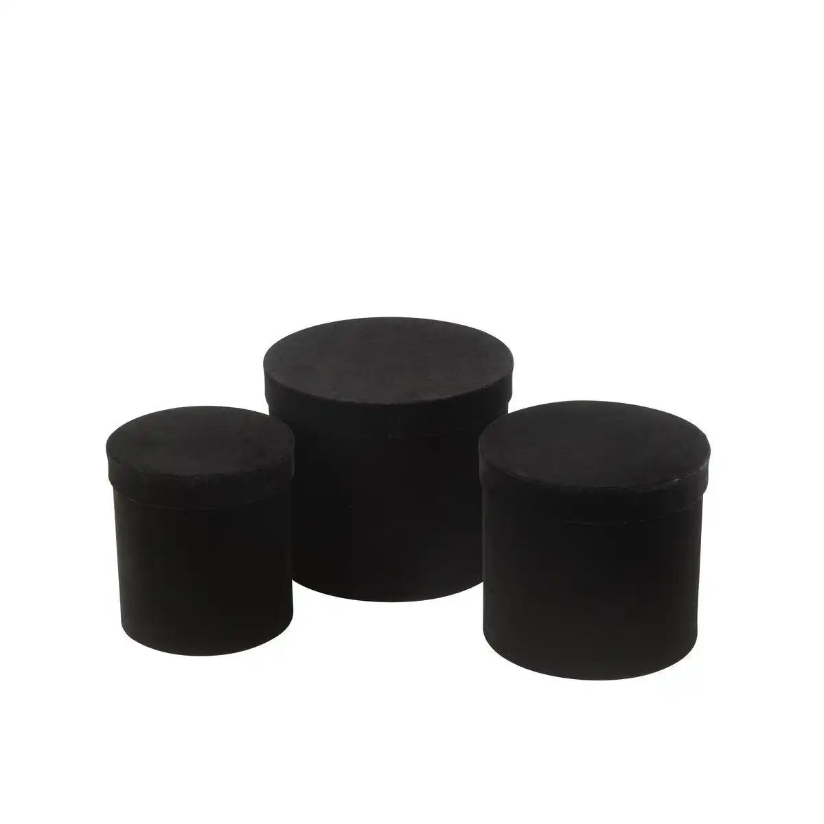 J-Line Set mit 3 Boxen, rund, Samtpapier, Schwarz - HomeDesign Knaus
