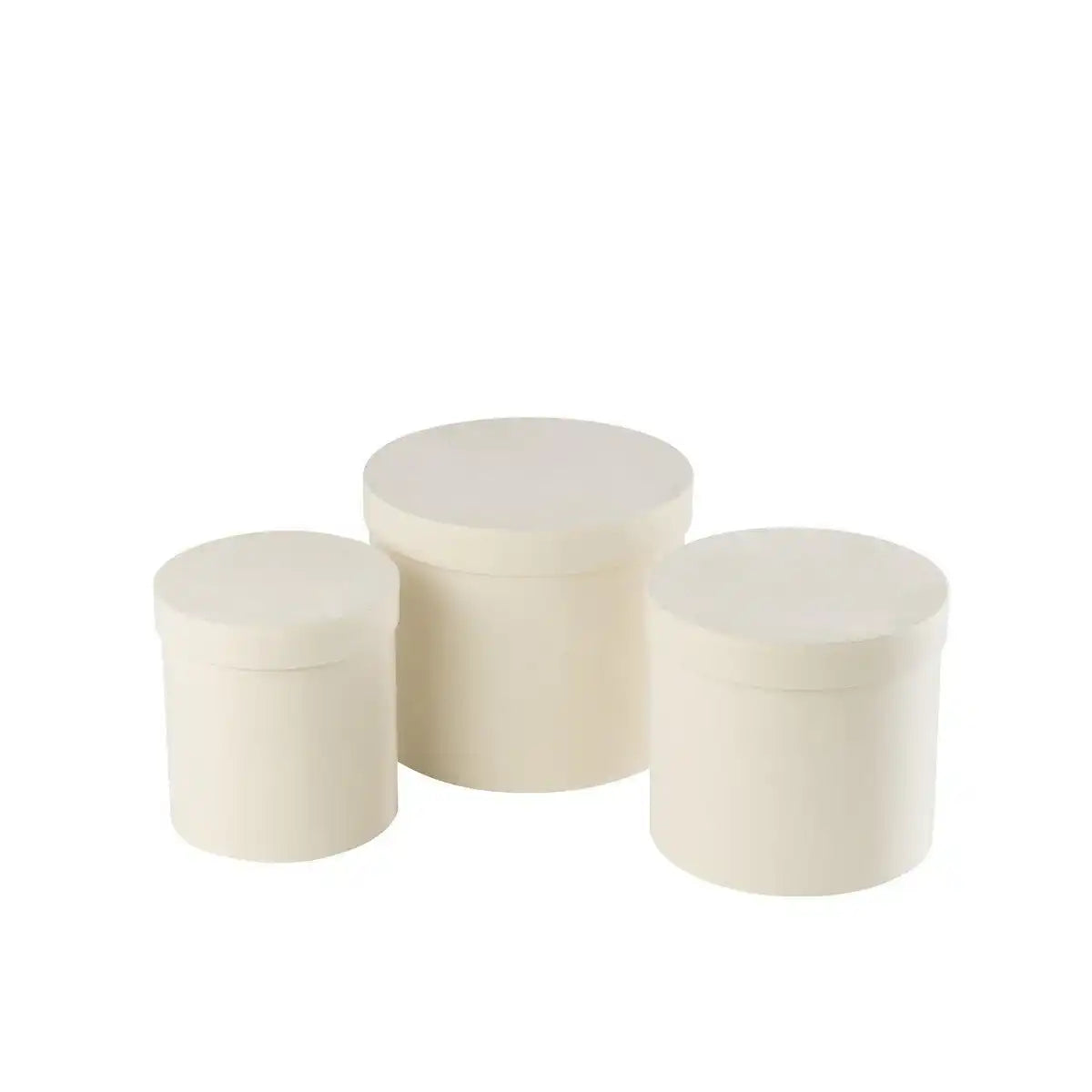 J-Line Set mit 3 Boxen, rund, Samtpapier, Weiß - HomeDesign Knaus