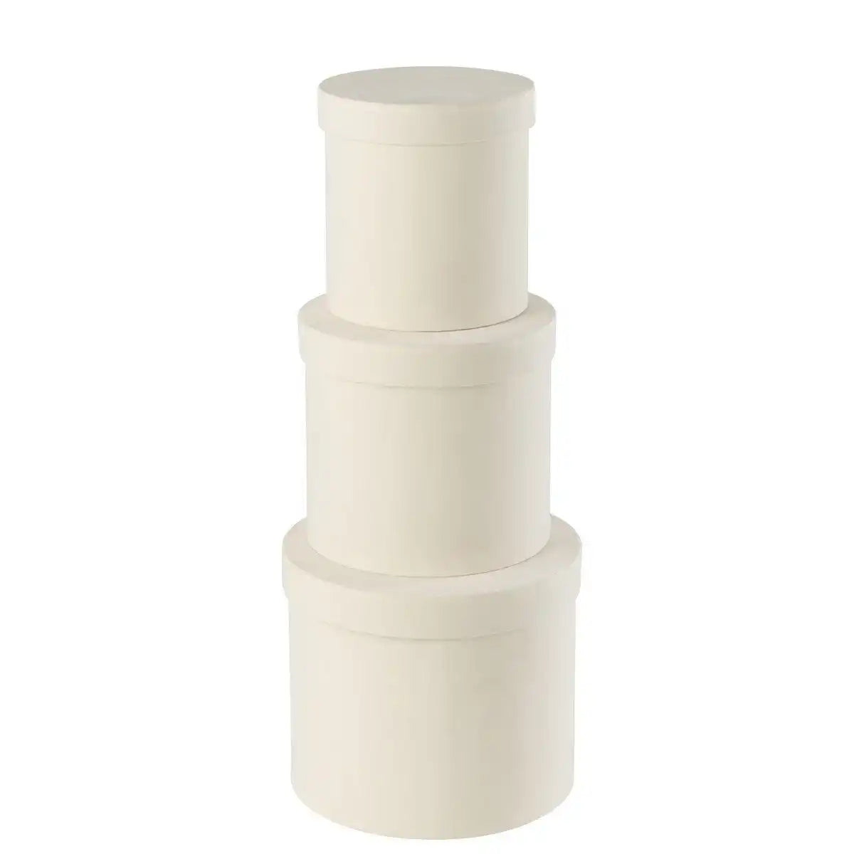 J-Line Set mit 3 Boxen, rund, Samtpapier, Weiß - HomeDesign Knaus