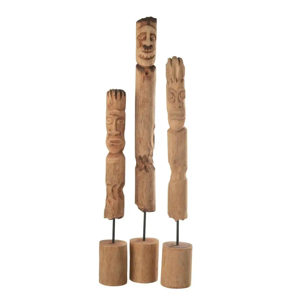 J-Line Set mit 3 Figuren auf Fuß, Totem, Holz, Natur - HomeDesign Knaus