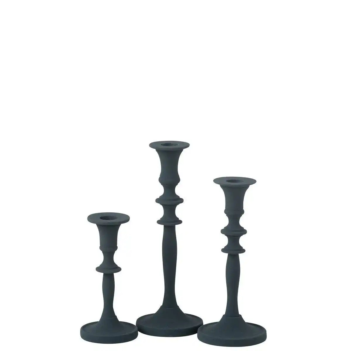 J-Line Set mit 3 Kerzenhaltern, klassisches Aluminium, Blau - HomeDesign Knaus
