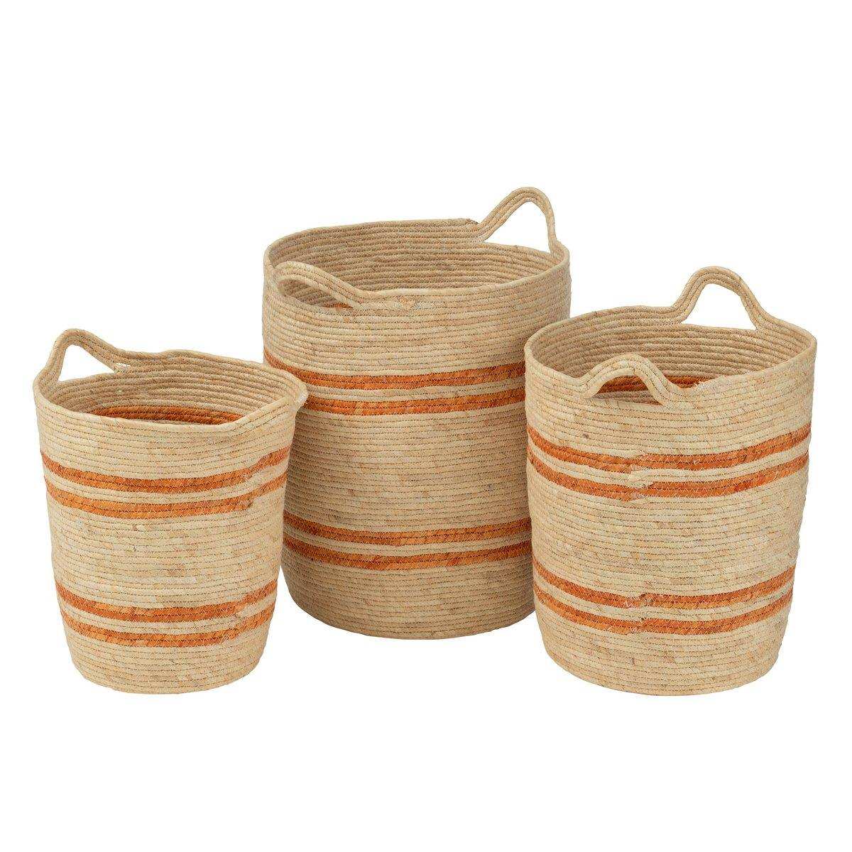 J-Line Set mit 3 Korbstreifen + Griff, Mais, Natur/Orange - HomeDesign Knaus