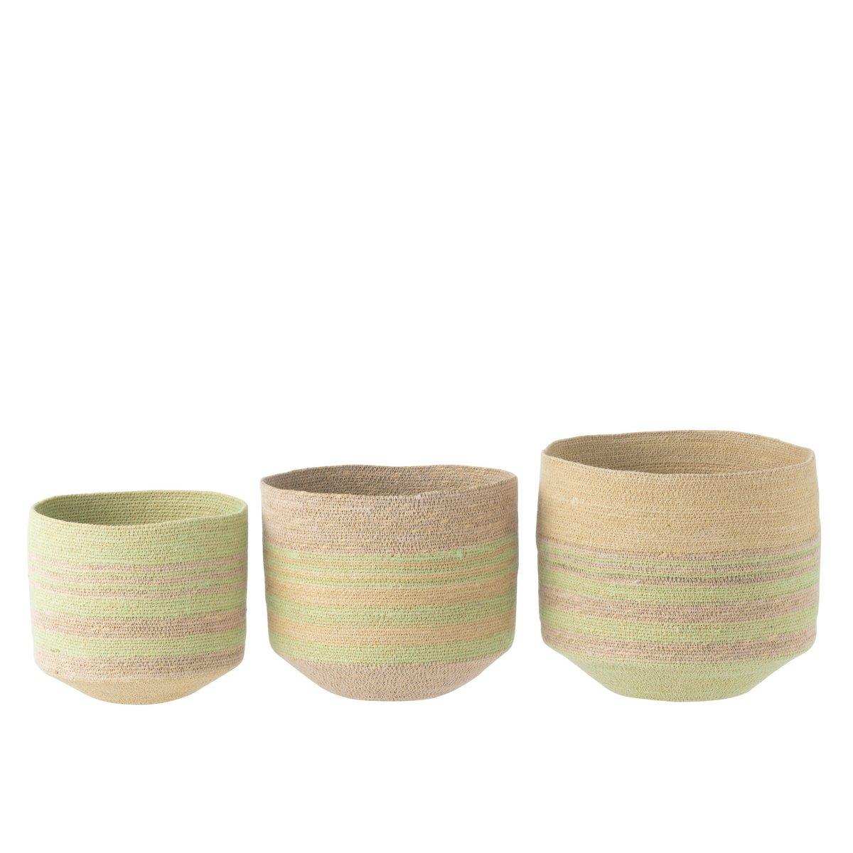 J-Line Set mit 3 Korbstreifen, Seegras, Natur/Grün - HomeDesign Knaus