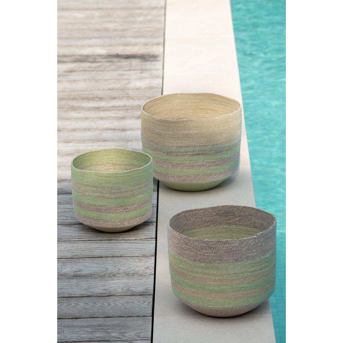 J-Line Set mit 3 Korbstreifen, Seegras, Natur/Grün - HomeDesign Knaus