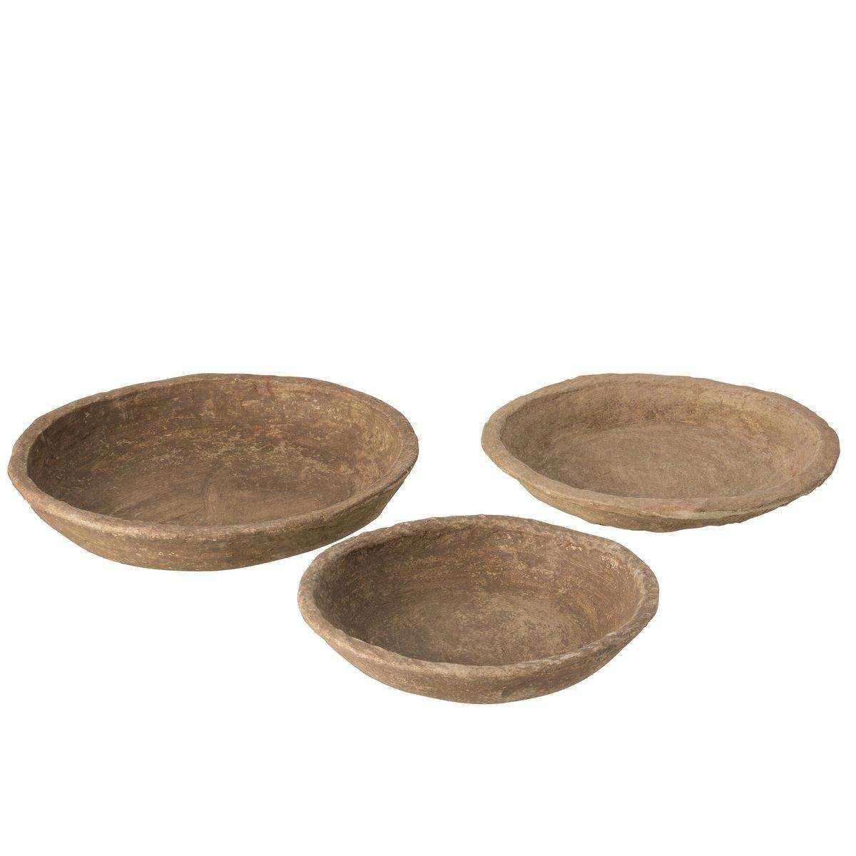 J-Line Set mit 3 Schüsseln Chad Paper Mache Brown - HomeDesign Knaus