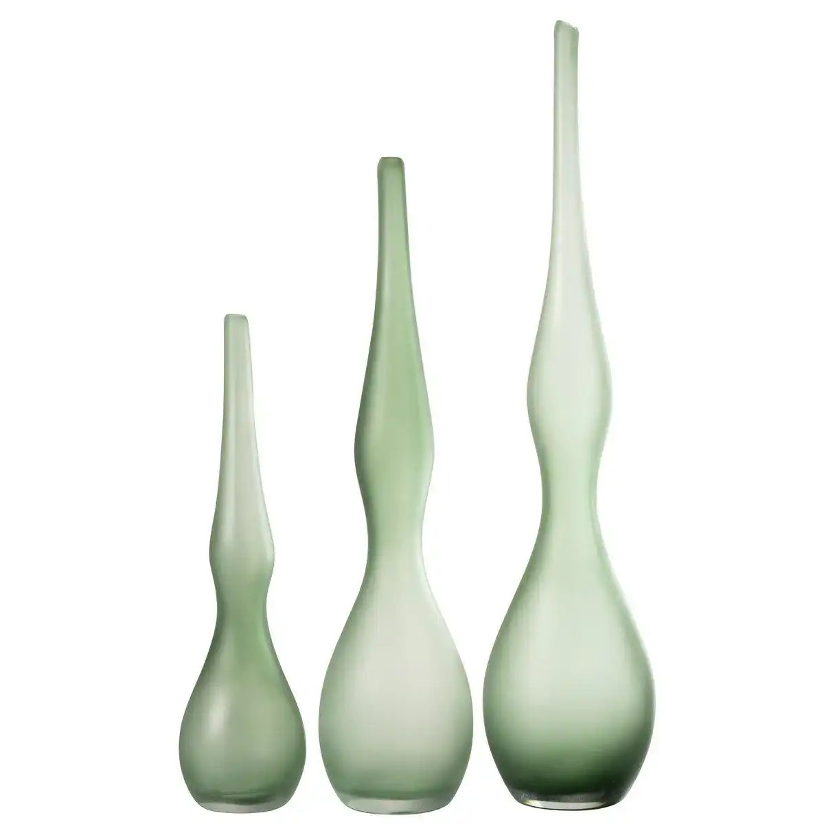 J-Line Set mit 3 Vasen Adria, gebogenes Flötenglas, Mintgrün - HomeDesign Knaus