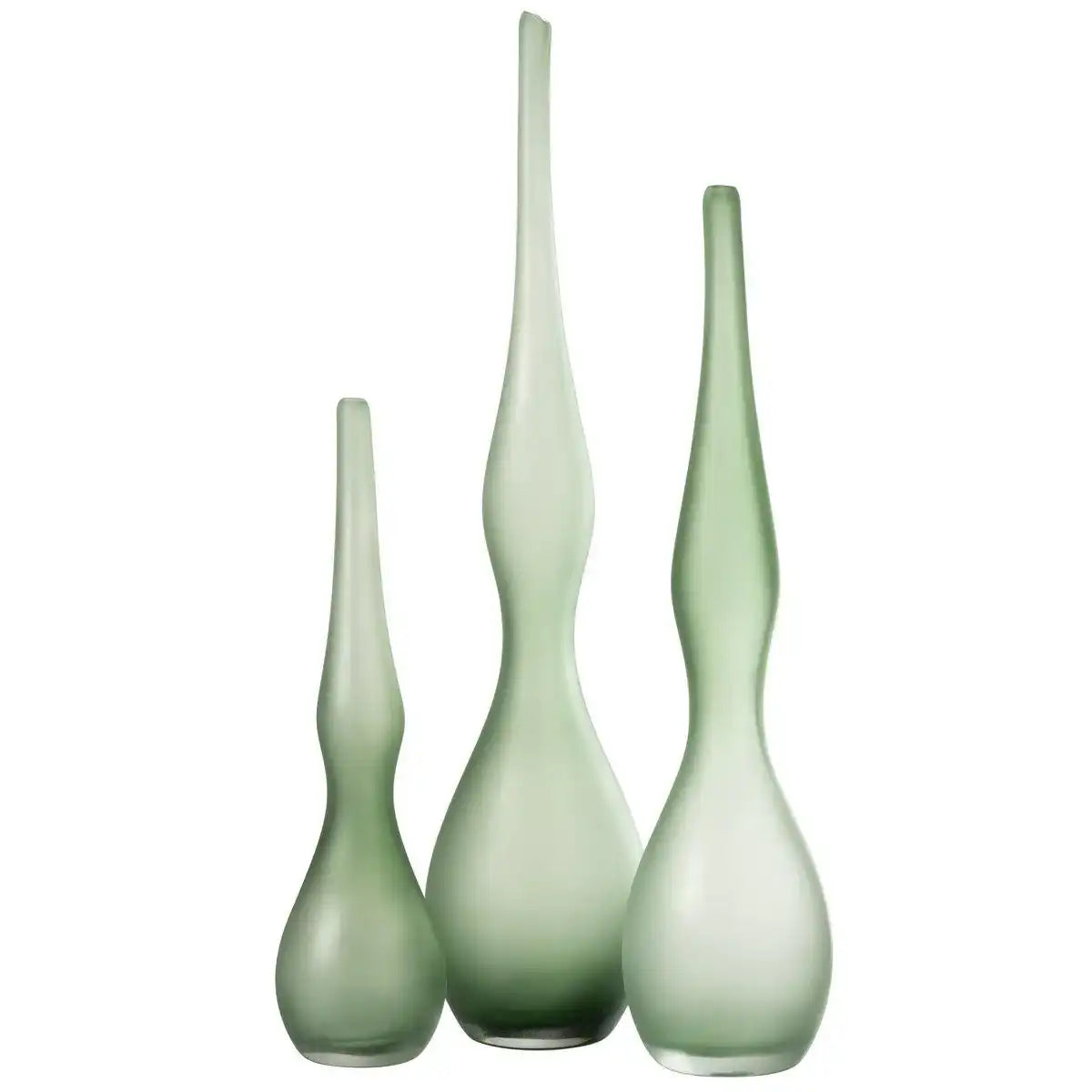 J-Line Set mit 3 Vasen Adria, gebogenes Flötenglas, Mintgrün - HomeDesign Knaus