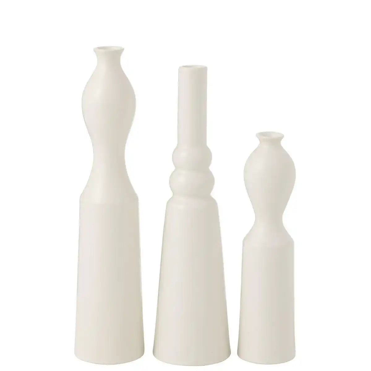 J-Line Set mit 3 Vasen Leia aus Porzellan, mattweiß - HomeDesign Knaus