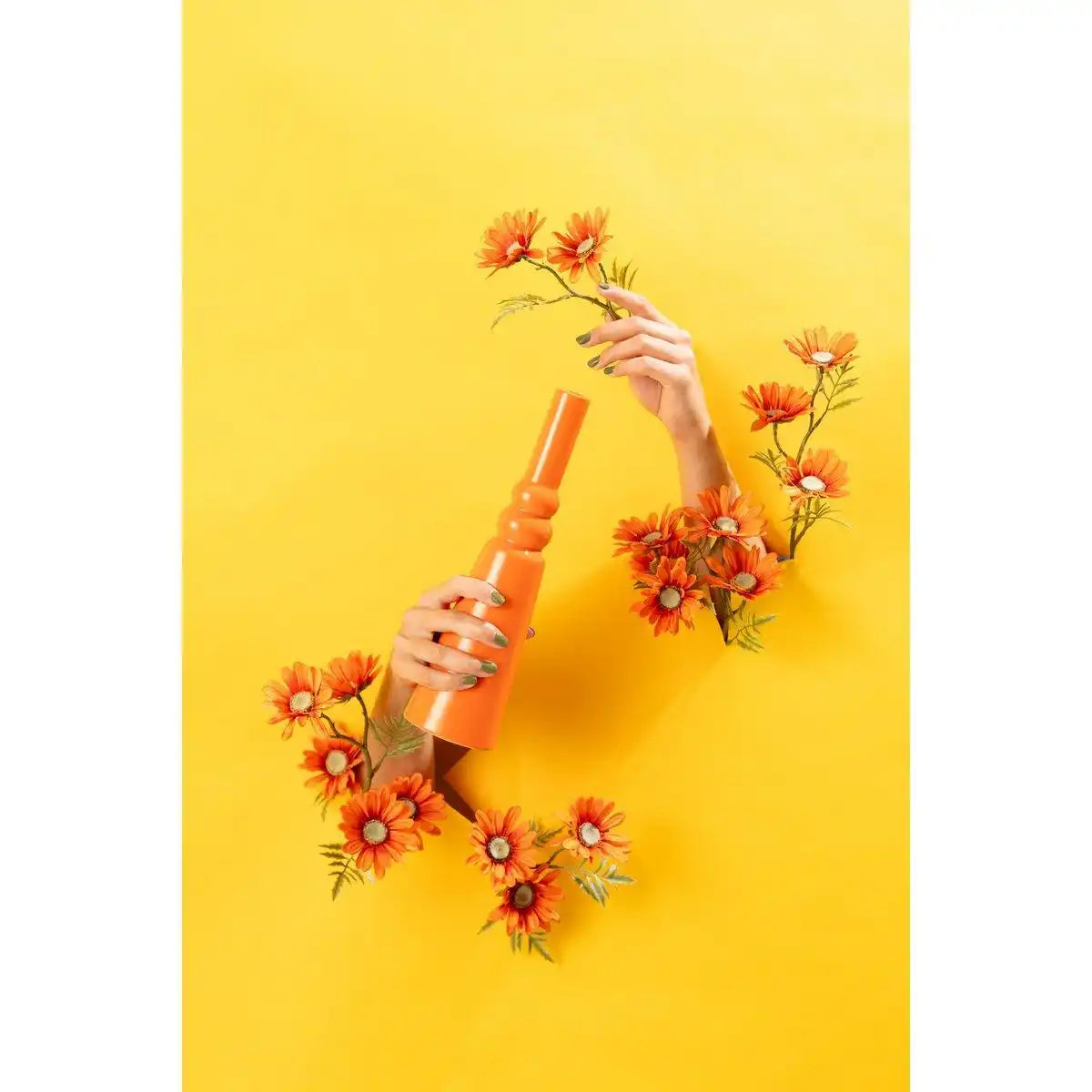 J-Line Set mit 3 Vasen Leia, Porzellan, glänzendes Orange - HomeDesign Knaus