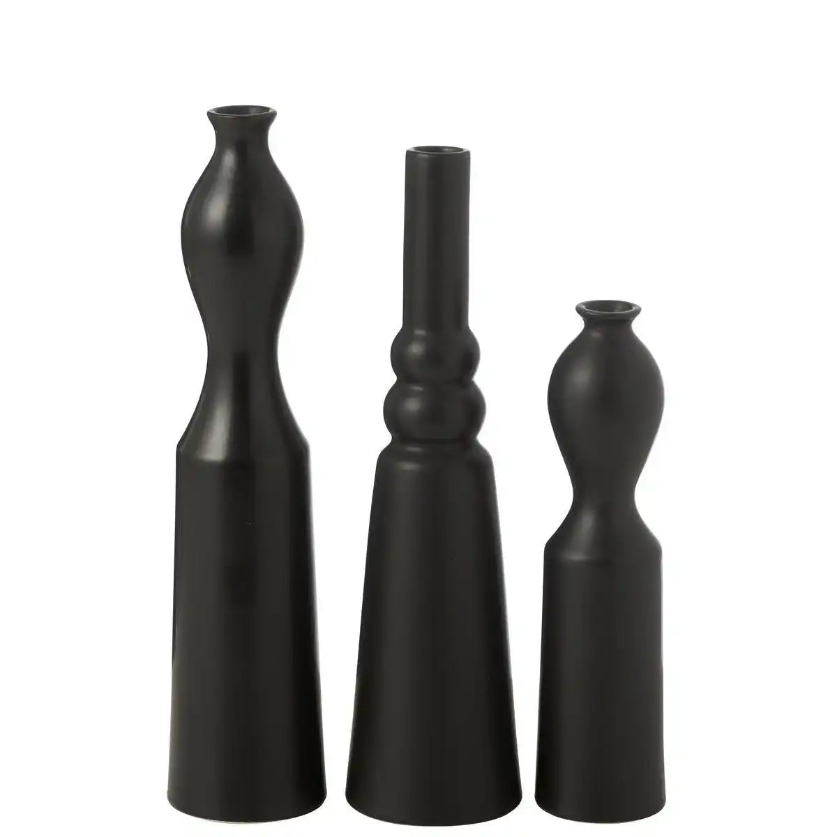 J-Line Set mit 3 Vasen Leia Porzellan Mattschwarz - HomeDesign Knaus