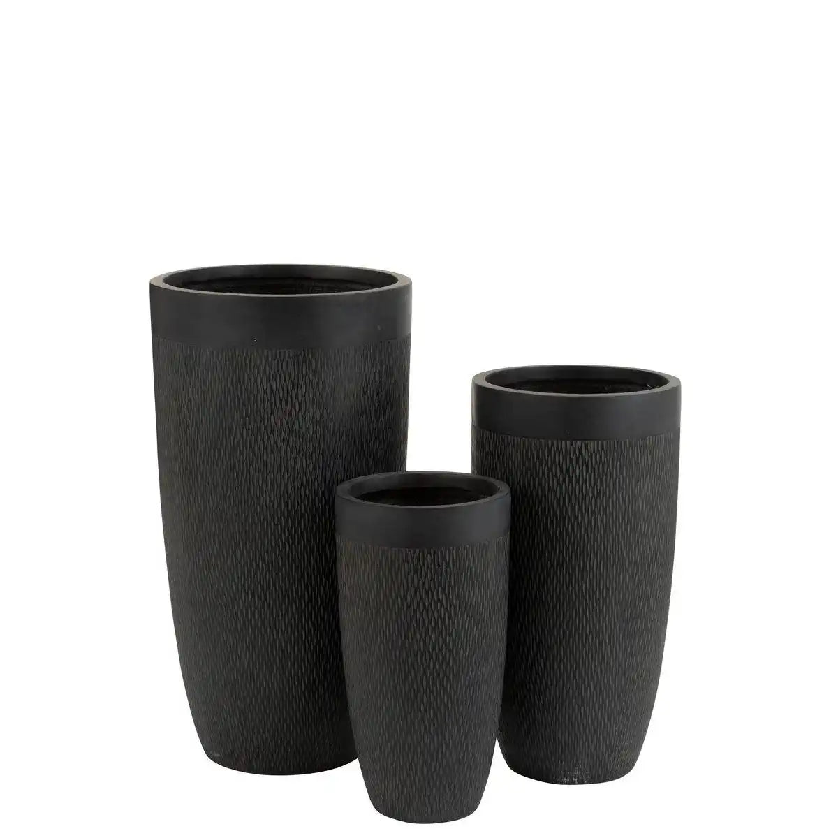 J-Line Set mit 3 Vasen, rund, hochtonig, schwarz - HomeDesign Knaus