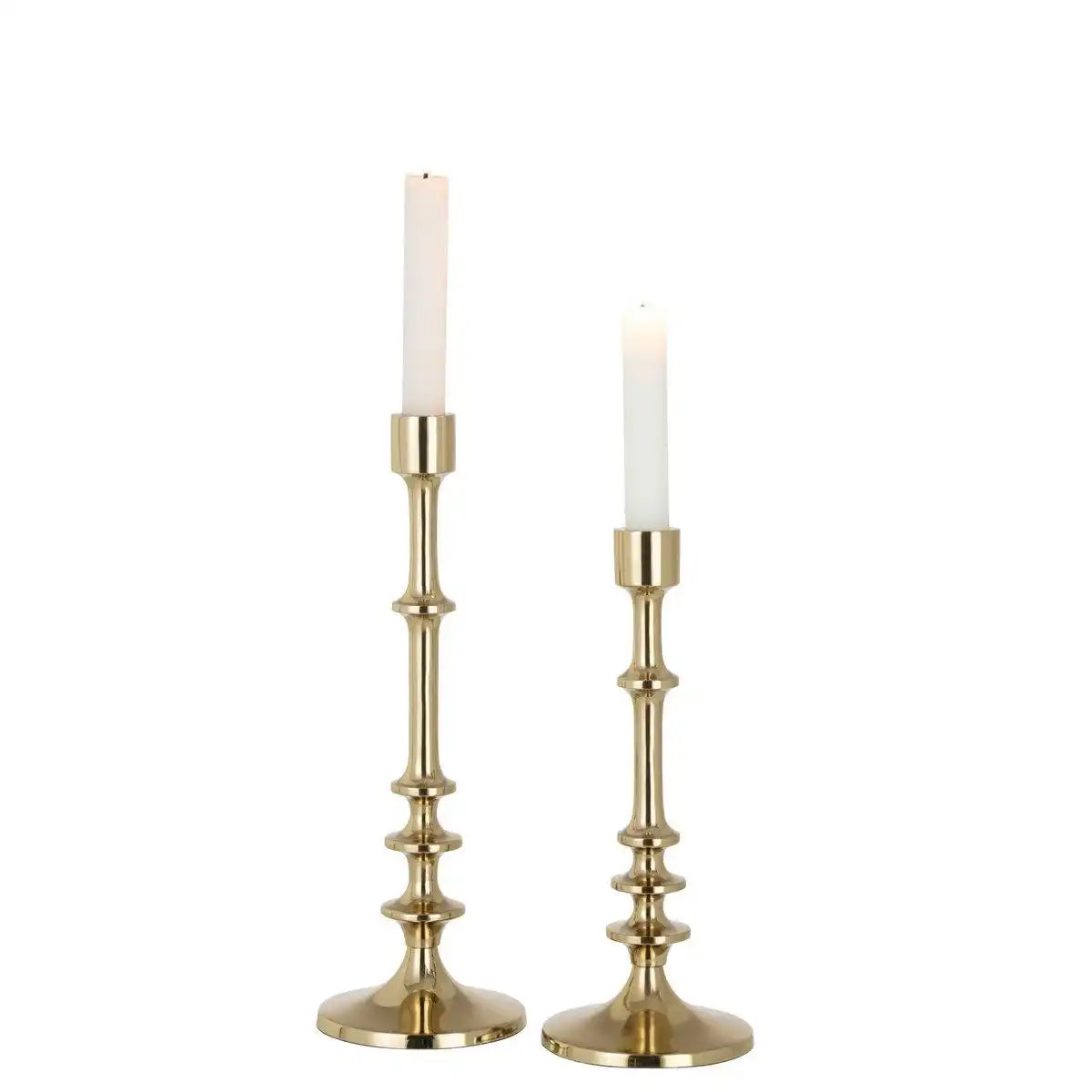 J-Line Set mit zwei Kerzenständern Neo Aluminium Gold - HomeDesign Knaus