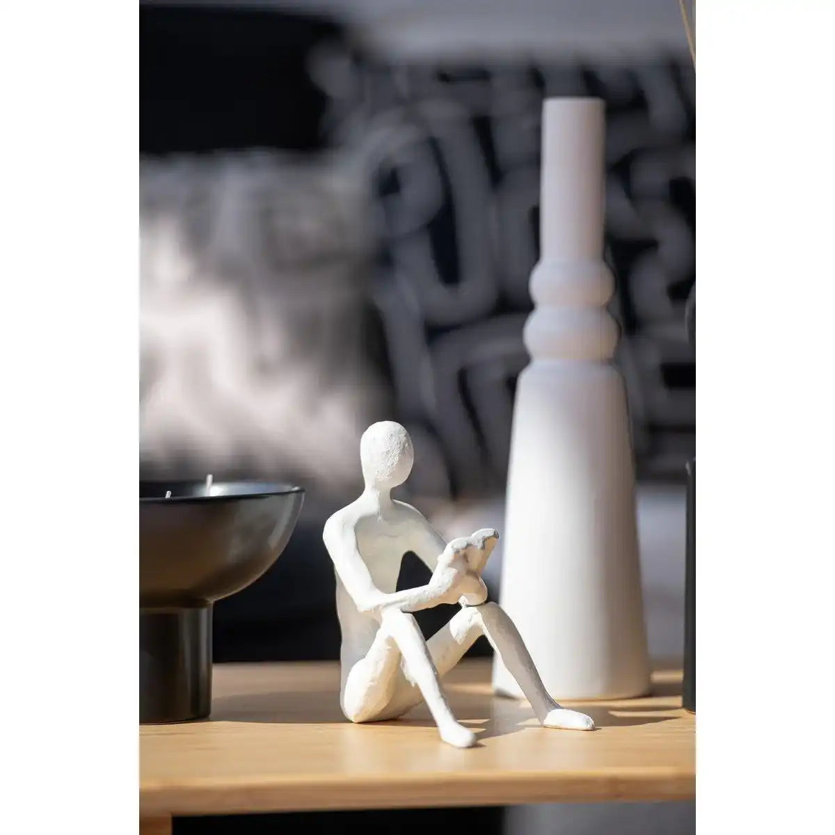 J-Line Set mit zwei sitzenden Figuren aus Koli-Eisen, weiß - HomeDesign Knaus