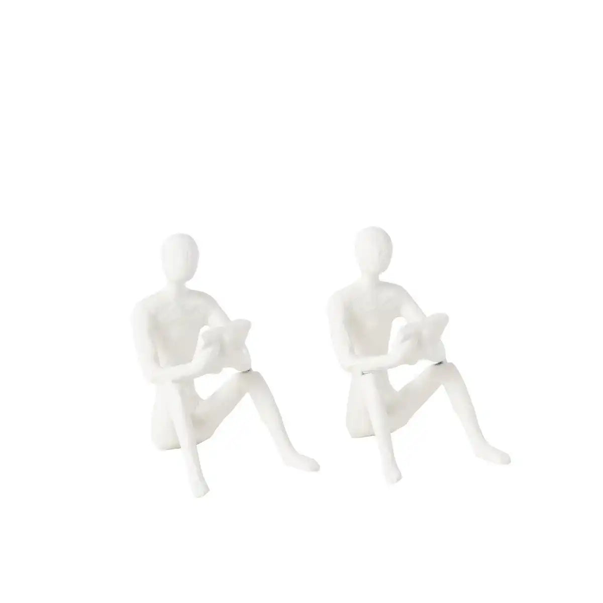 J-Line Set mit zwei sitzenden Figuren aus Koli-Eisen, weiß - HomeDesign Knaus