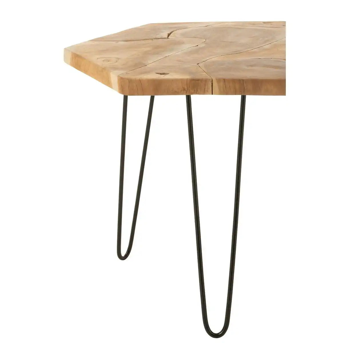 J-Line-Set von zwei Seitentisch-Hexagon-Teakholzholz/Metall Naturel - HomeDesign Knaus