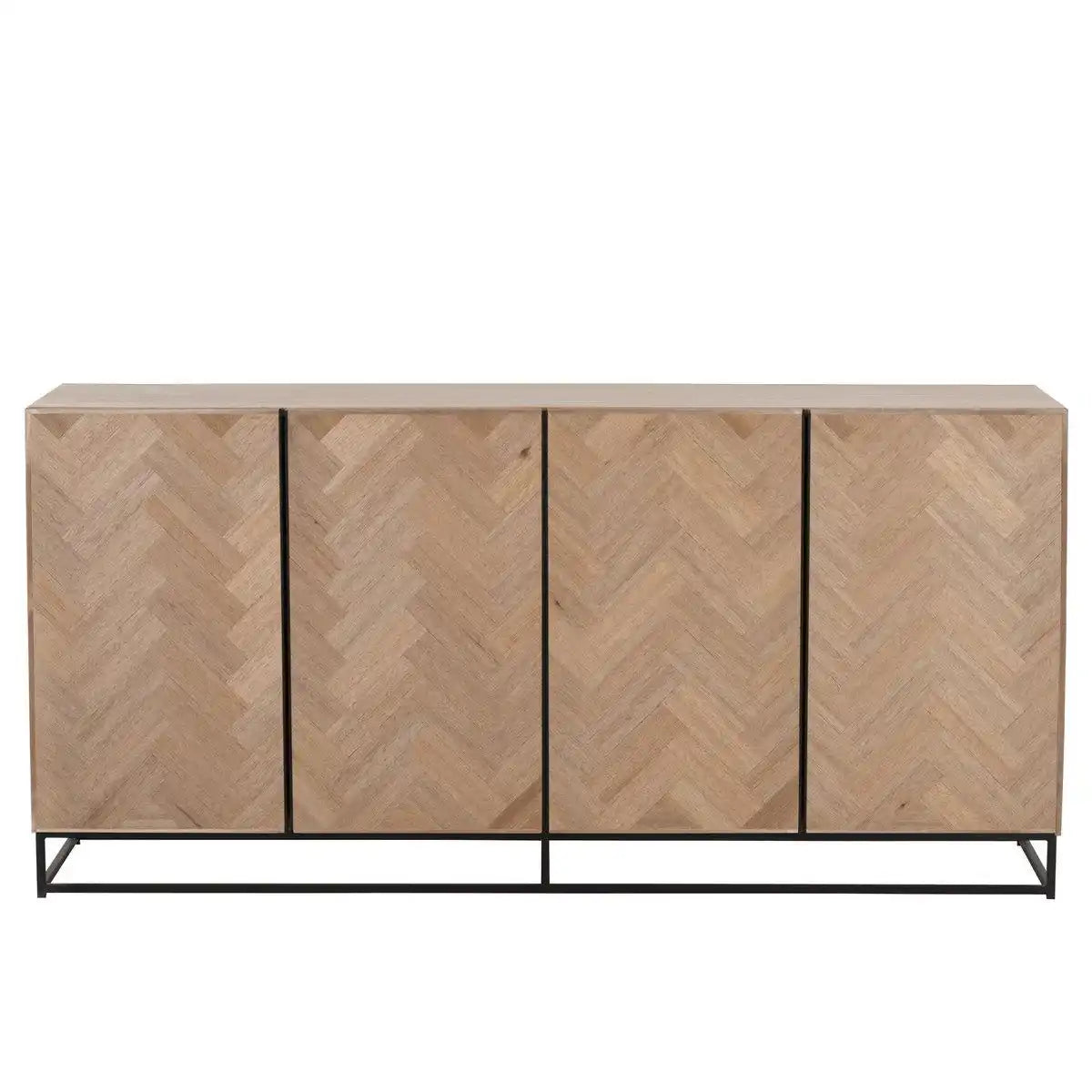 J-Line Sideboard 4 Türen Zickzack – Holz/Metall – Natur/Schwarz - HomeDesign Knaus