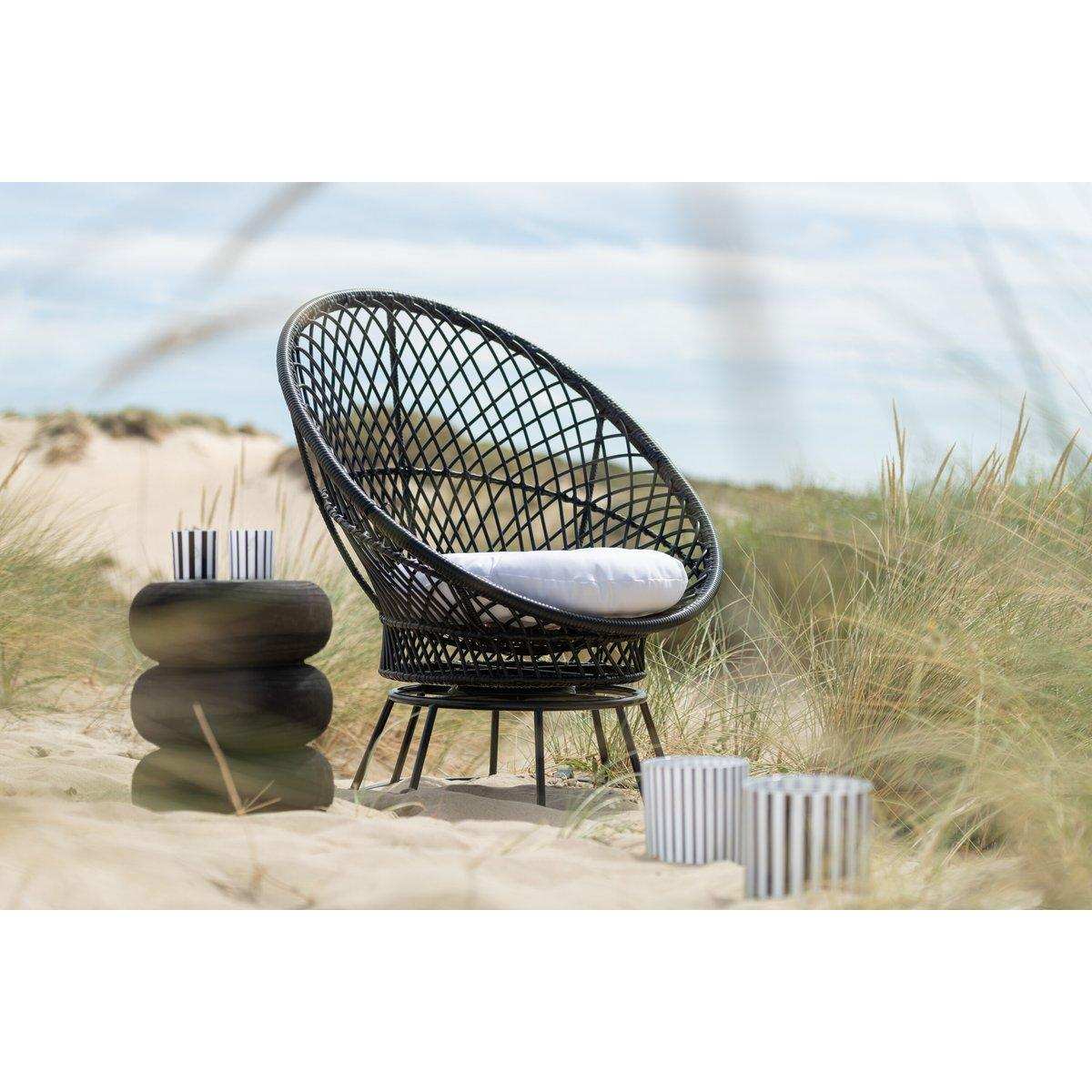 J-Line Sitz + Kissen Zayo Turn – Metall/Geflecht – Schwarz - HomeDesign Knaus