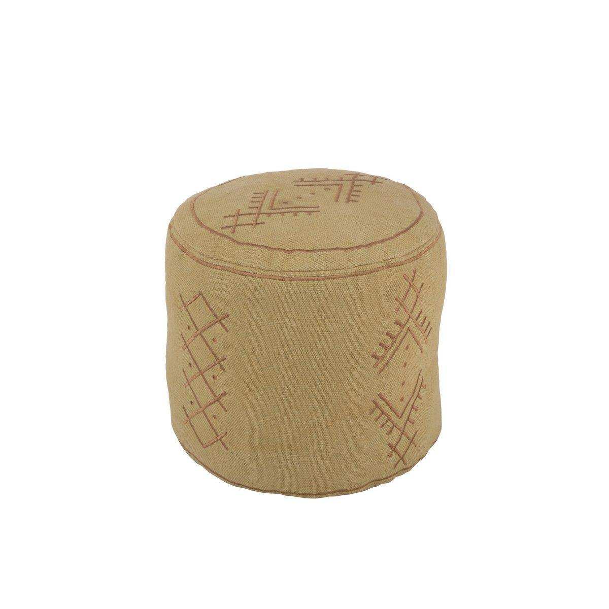 J-Line Sitzpuff Zylinder Ethnische Muster – Baumwolle – Sand - HomeDesign Knaus