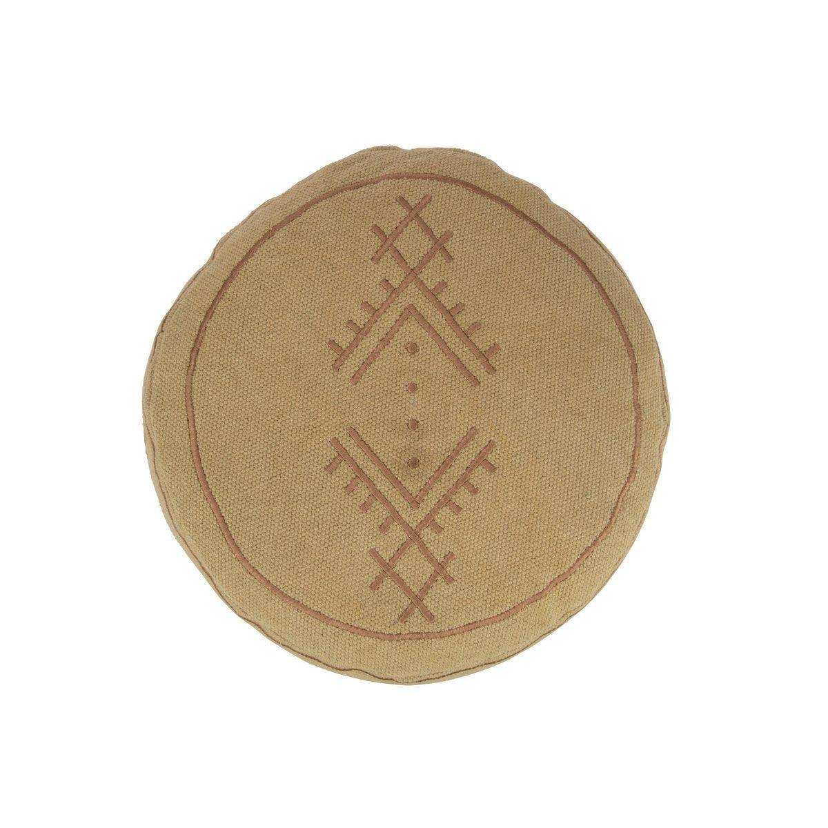 J-Line Sitzpuff Zylinder Ethnische Muster – Baumwolle – Sand - HomeDesign Knaus