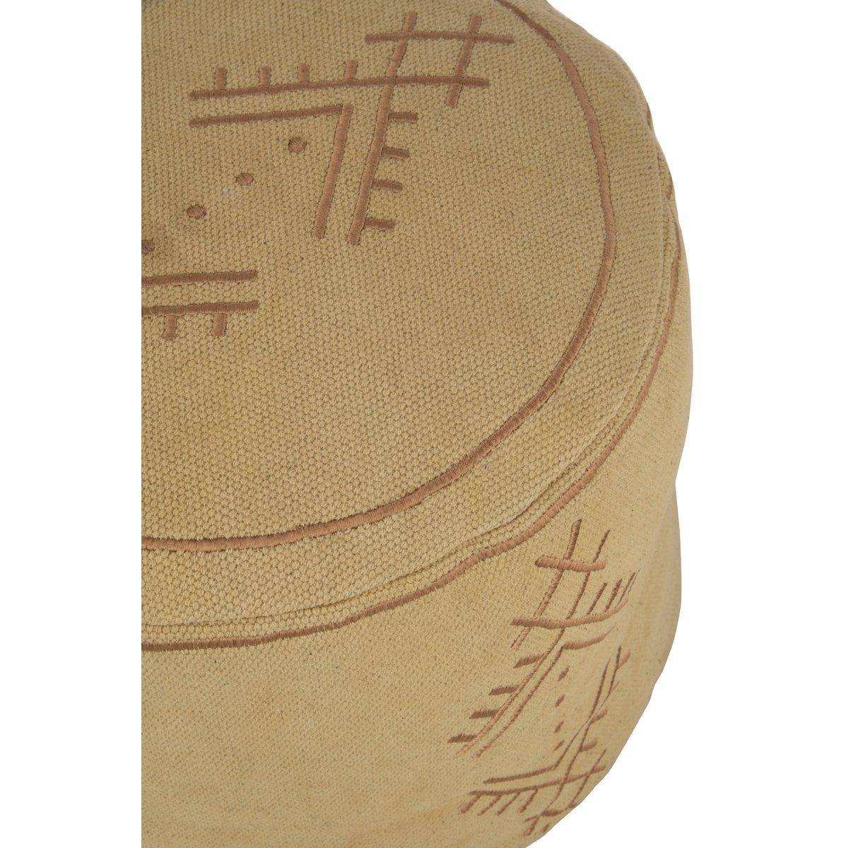J-Line Sitzpuff Zylinder Ethnische Muster – Baumwolle – Sand - HomeDesign Knaus
