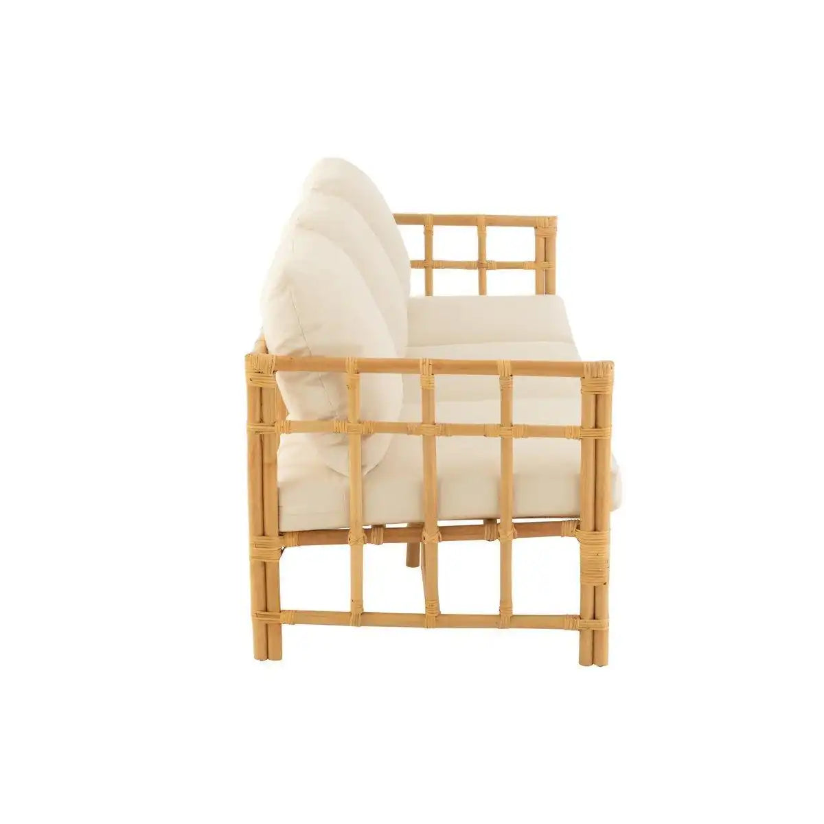 J-Line Sofa Elise + Kissen 3 Personen - Rattan/Textil - Natur/Weiß - HomeDesign Knaus