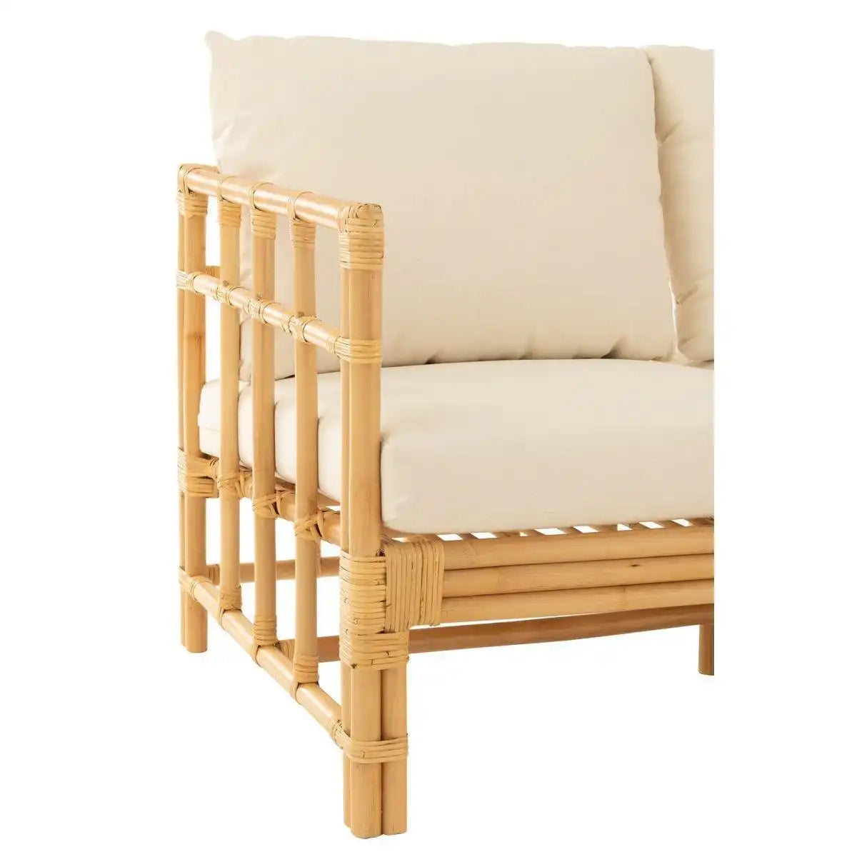 J-Line Sofa Elise + Kissen 3 Personen - Rattan/Textil - Natur/Weiß - HomeDesign Knaus