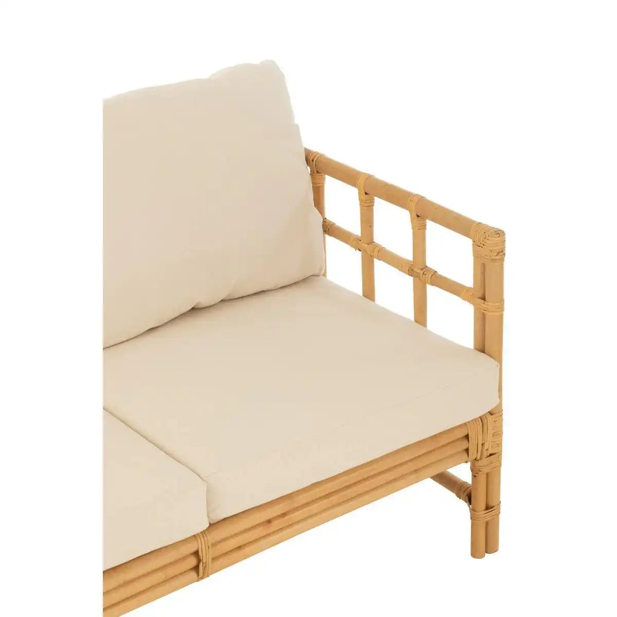J-Line Sofa Elise + Kissen 3 Personen - Rattan/Textil - Natur/Weiß - HomeDesign Knaus
