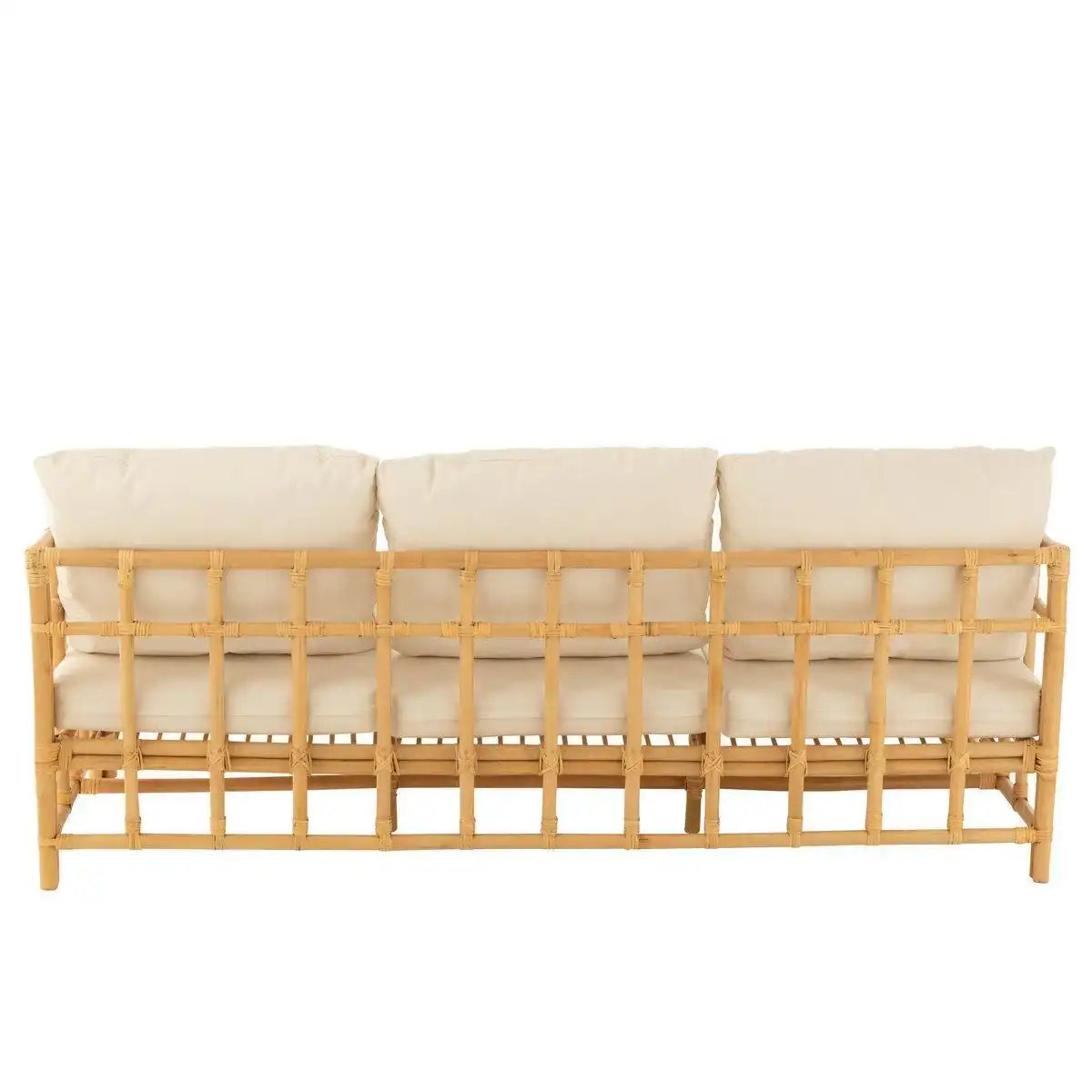 J-Line Sofa Elise + Kissen 3 Personen - Rattan/Textil - Natur/Weiß - HomeDesign Knaus