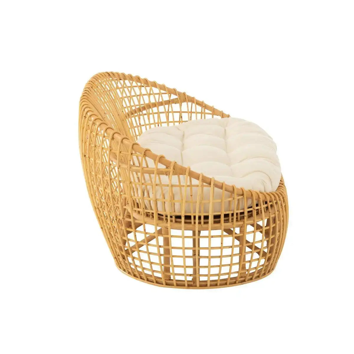 J-Line Sofa Lise + Kissen 2 Personen - Rattan/Textil - Natur/Weiß - HomeDesign Knaus