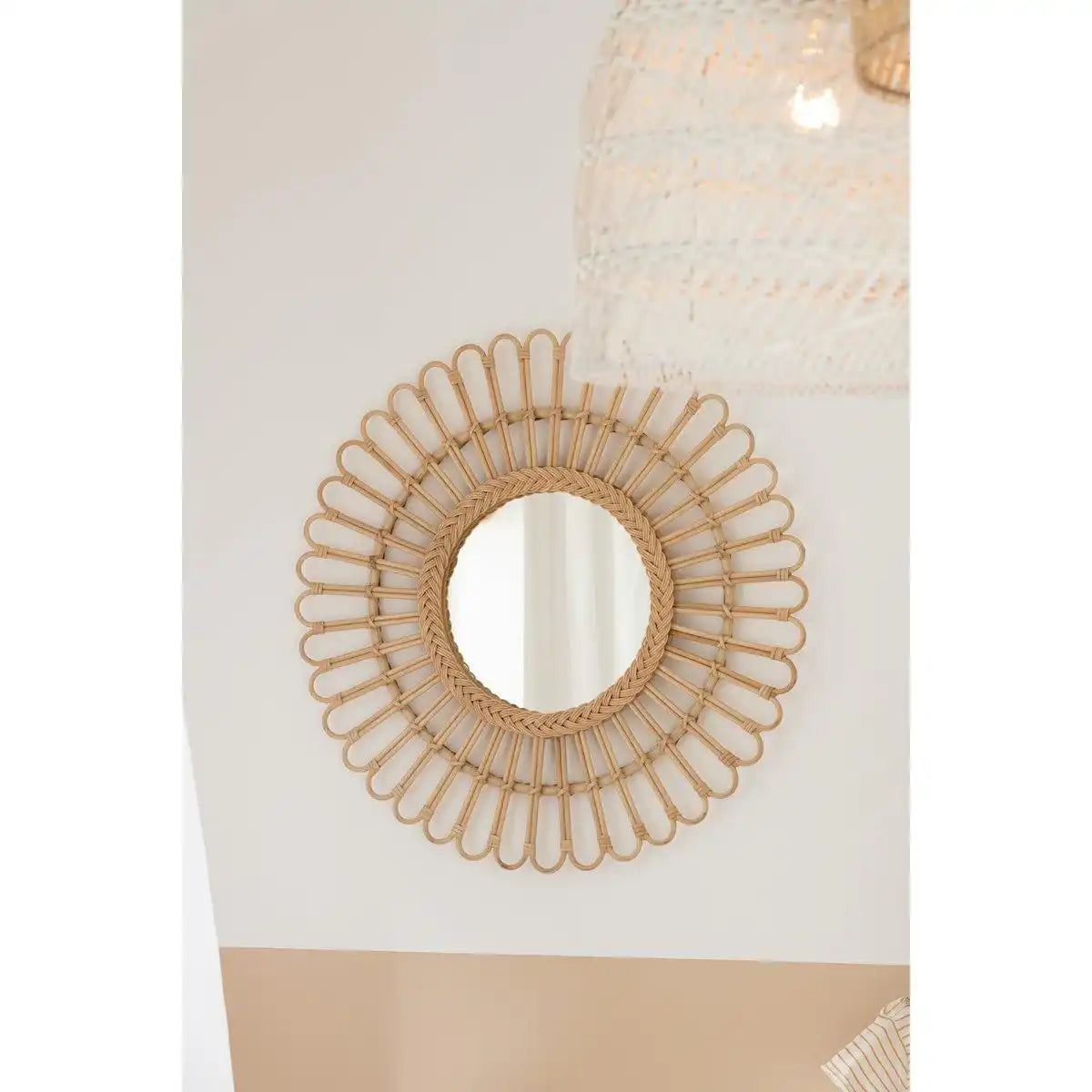 J-Line Spiegel Ellen Rond - rotan - natur - klein - HomeDesign Knaus