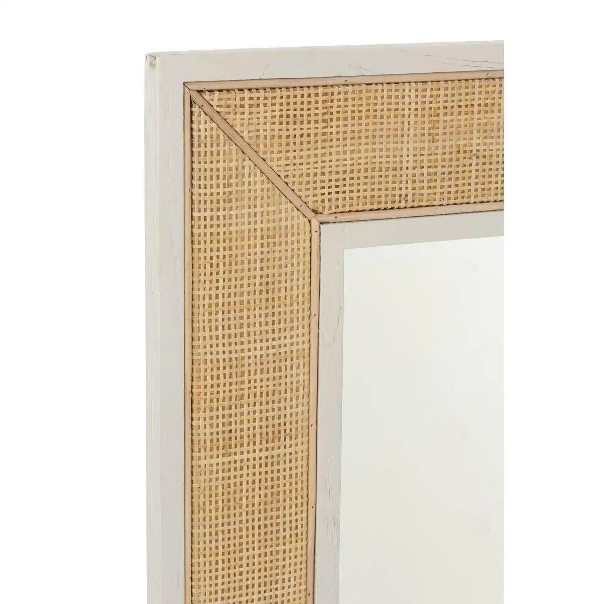 J-Line Spiegel Molly Exotic – Holz/Rattan – Weiß – mittelgroß - HomeDesign Knaus