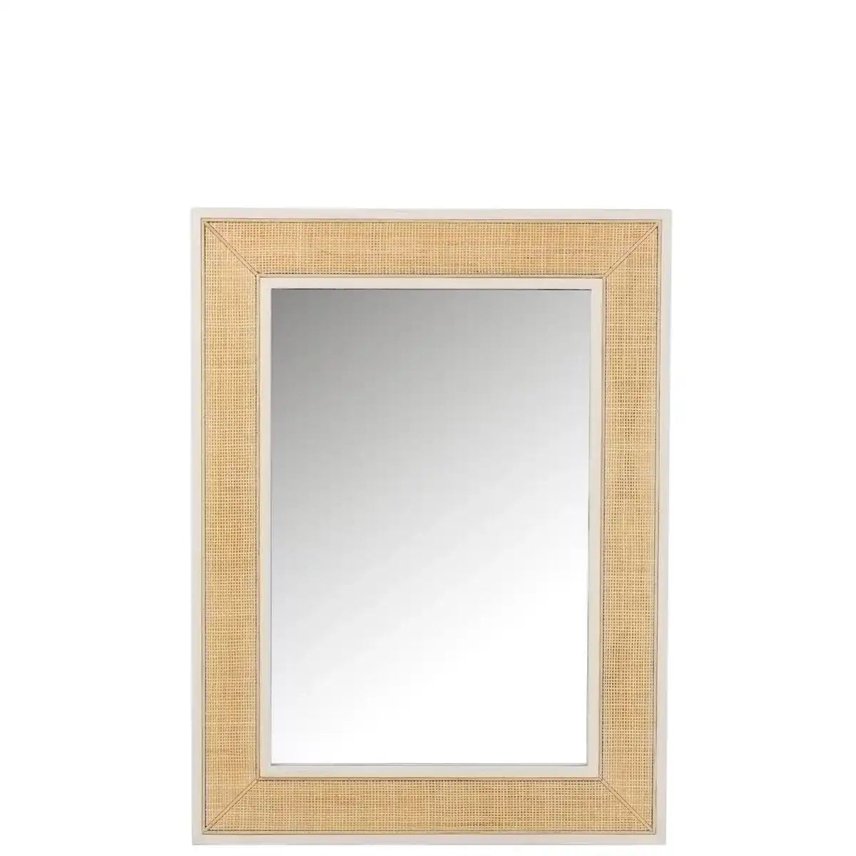 J-Line Spiegel Molly Exotic – Holz/Rattan – Weiß – mittelgroß - HomeDesign Knaus