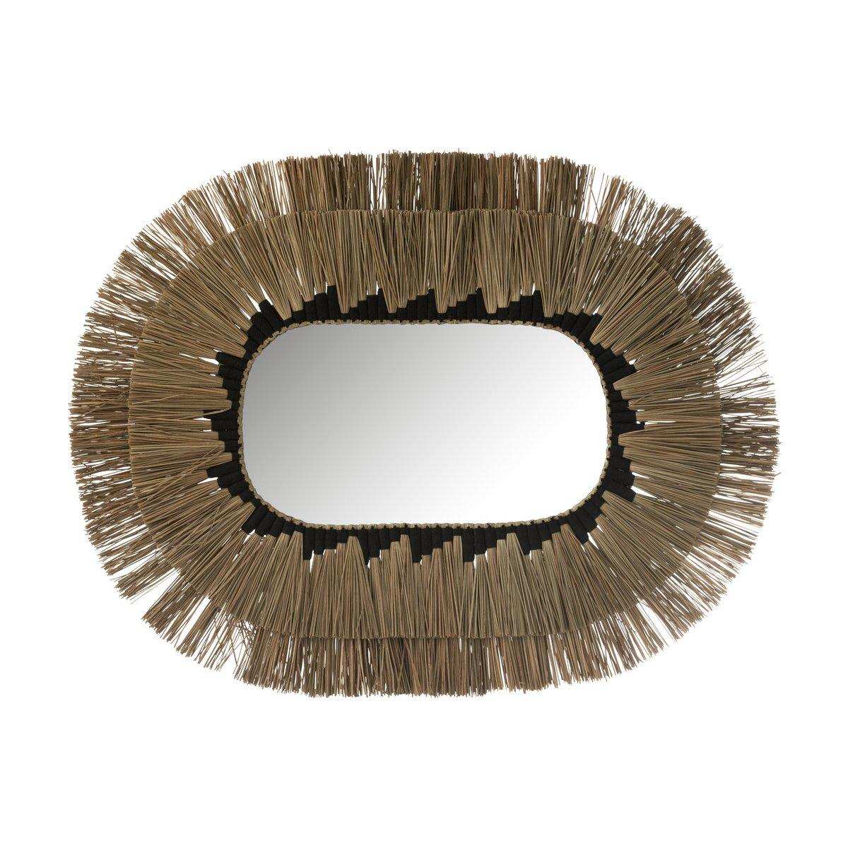 J-Line Spiegel Oval Motiv 2 Schichten - Glas - Natur/Schwarz - HomeDesign Knaus