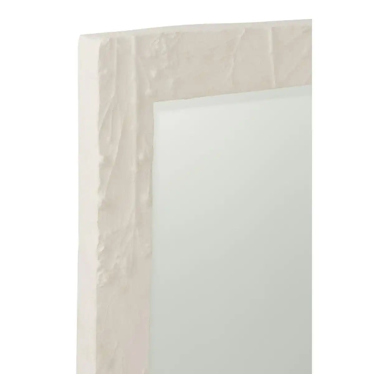 J-Line Spiegel Rechteckige Reliefblume – Polyresin – Weiß – Klein - HomeDesign Knaus