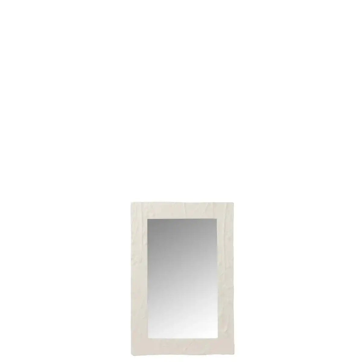 J-Line Spiegel Rechteckige Reliefblume – Polyresin – Weiß – Klein - HomeDesign Knaus