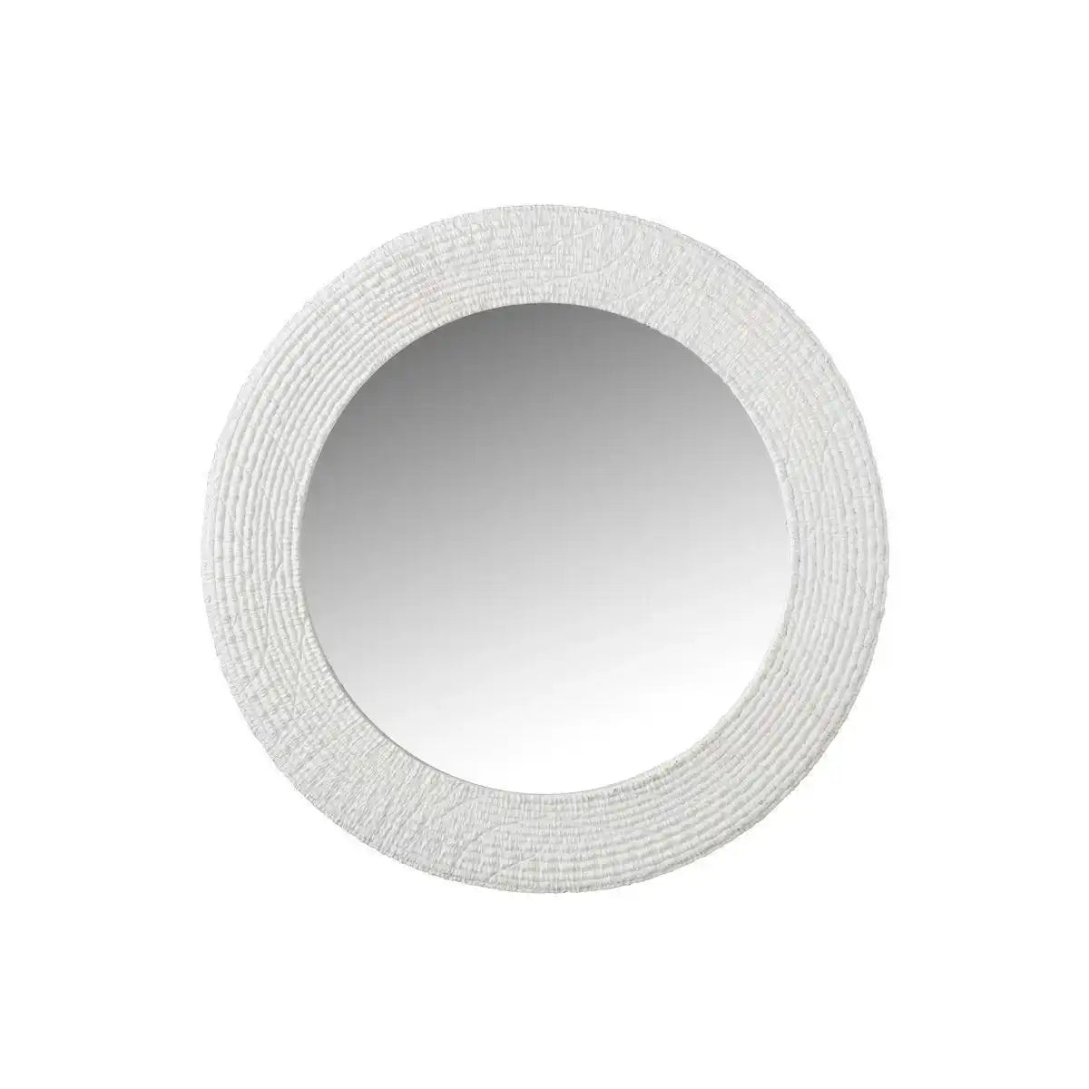 J-Line Spiegel, rund, gerippt, Polyresin, Weiß - HomeDesign Knaus