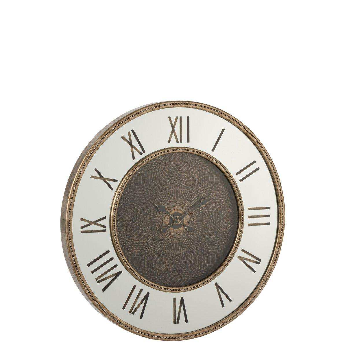 J-Line Spiegeluhr – Metall – Gold – LED-Leuchten – Ø 80 cm - HomeDesign Knaus