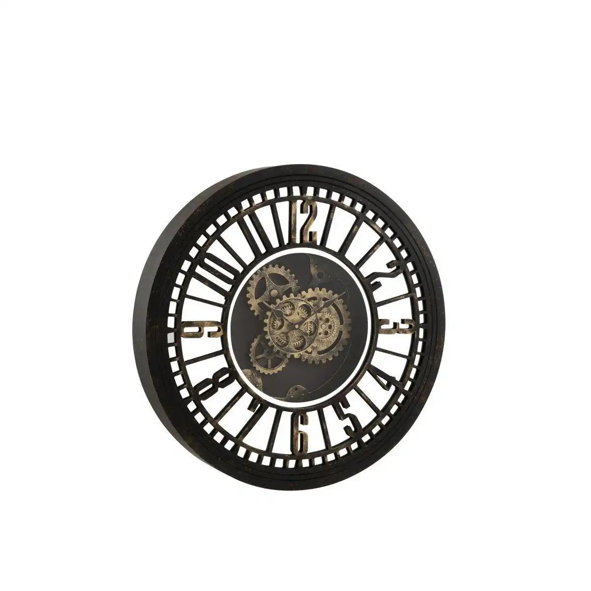 J-Line Spiegeluhr - Metall/Glas - Schwarz/Gold - Ø 60,50 cm - HomeDesign Knaus
