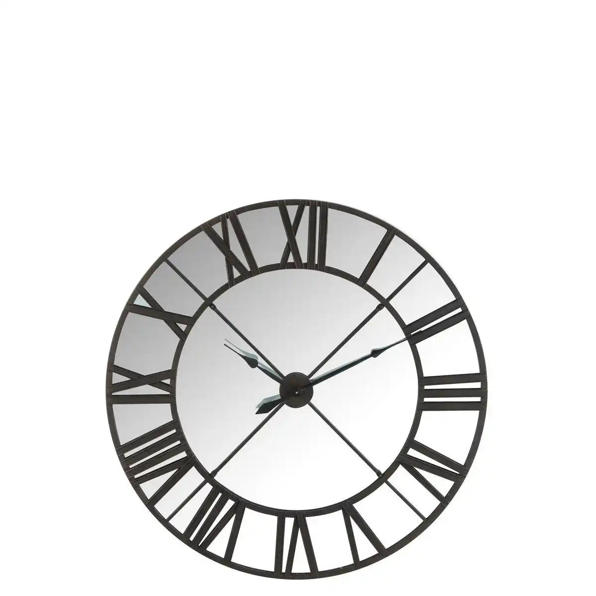 J-Line Spiegeluhr mit römischen Ziffern – Metall – Schwarz – Ø 123 cm - HomeDesign Knaus
