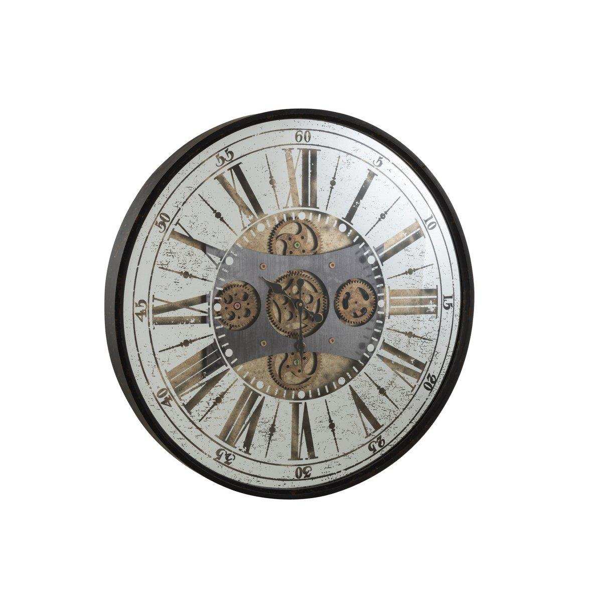 J-Line Spiegeluhr mit runden römischen Ziffern – Metall – Schwarz – Ø 78 cm - HomeDesign Knaus