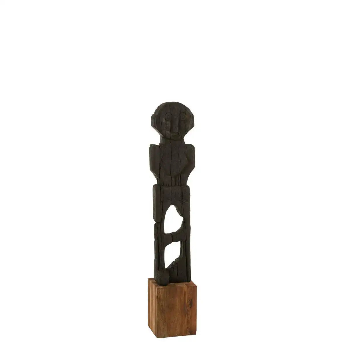 J-Line Statue Mara, recyceltes Holz, Schwarz/Natur - HomeDesign Knaus