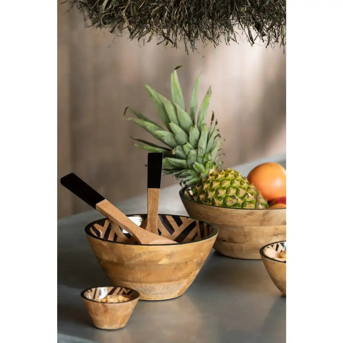 J-Line Ster Mango Schale – Holz – Schwarz/Natur – klein - HomeDesign Knaus