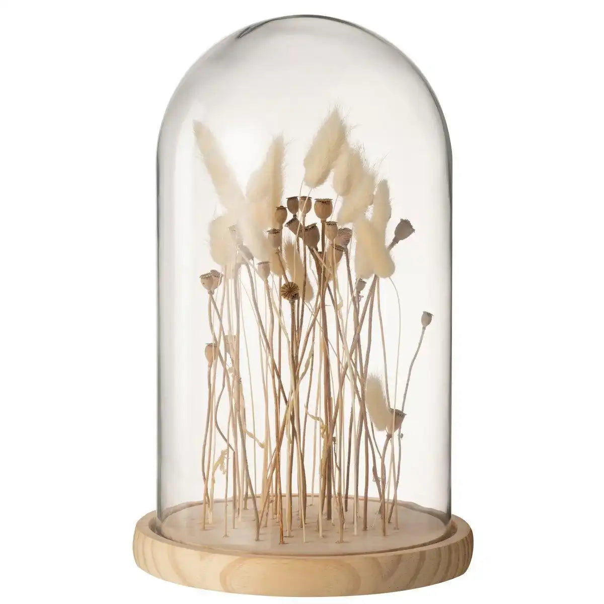 J-Line Stolp Droogbloemen Ecru/Bruin Glas Hout Large - HomeDesign Knaus