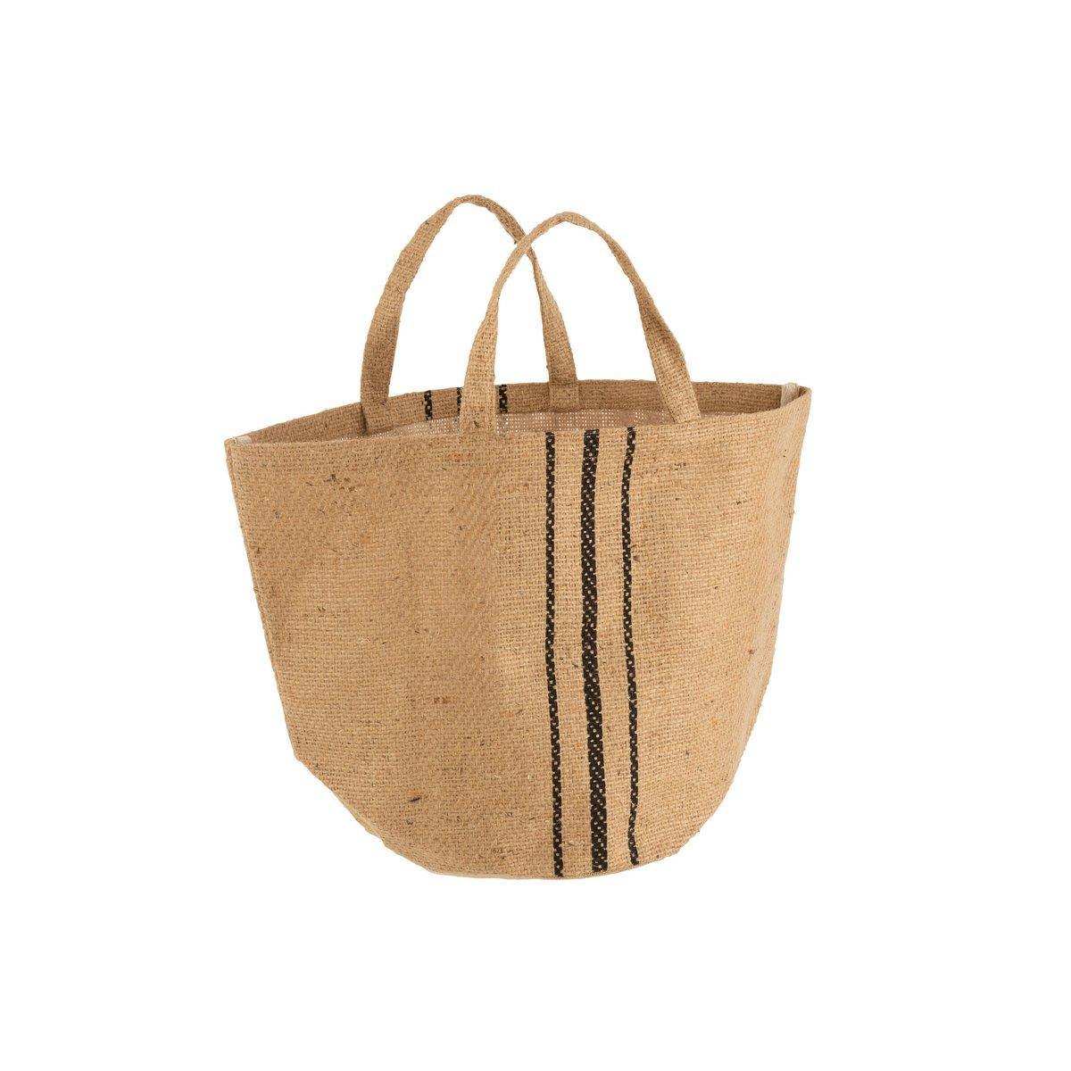 J-Line Strandtasche Jute Stripe Schwarz - HomeDesign Knaus