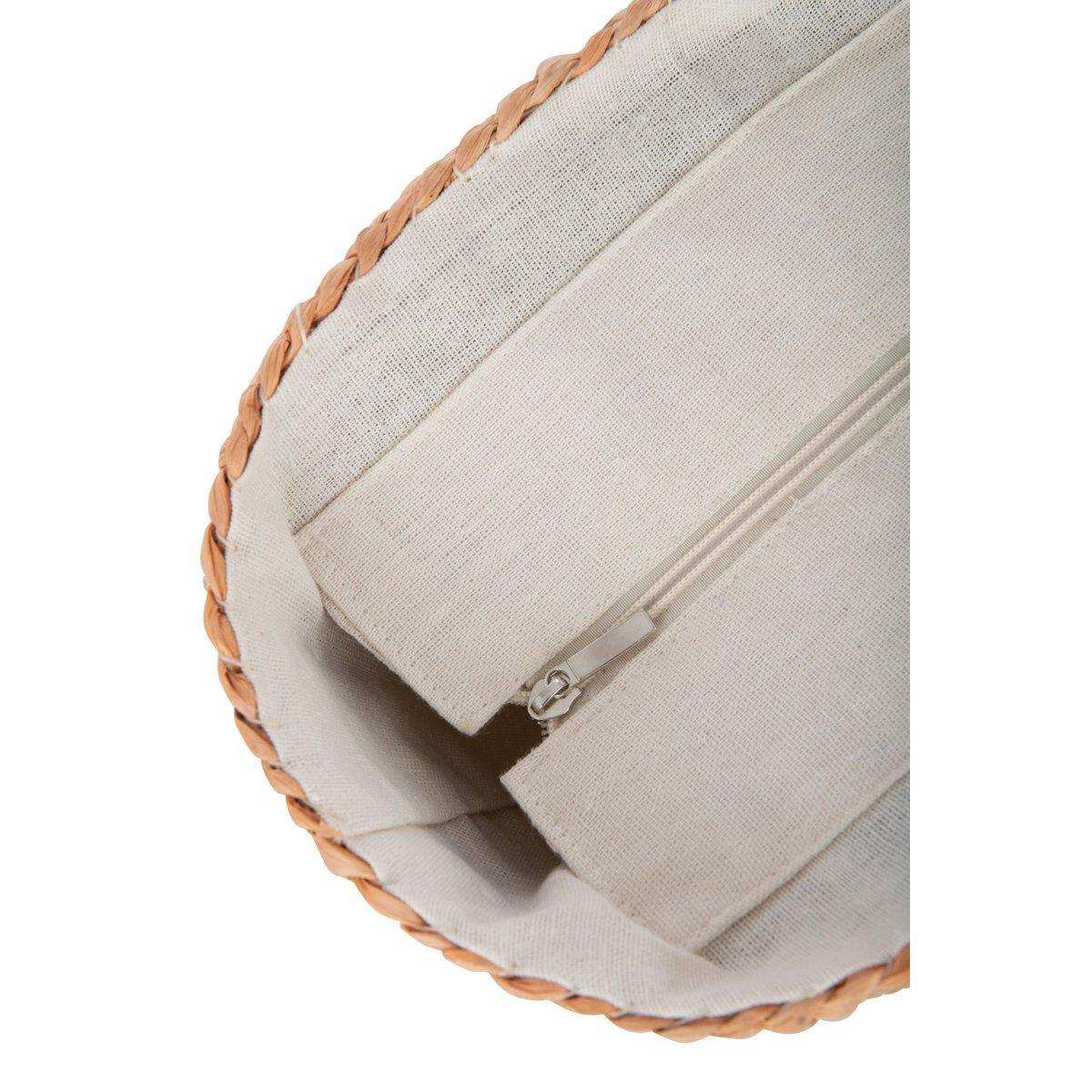 J-Line Strandtasche, kurze Griffe, horizontale Streifen, Jute, Natur/Hellorange - HomeDesign Knaus