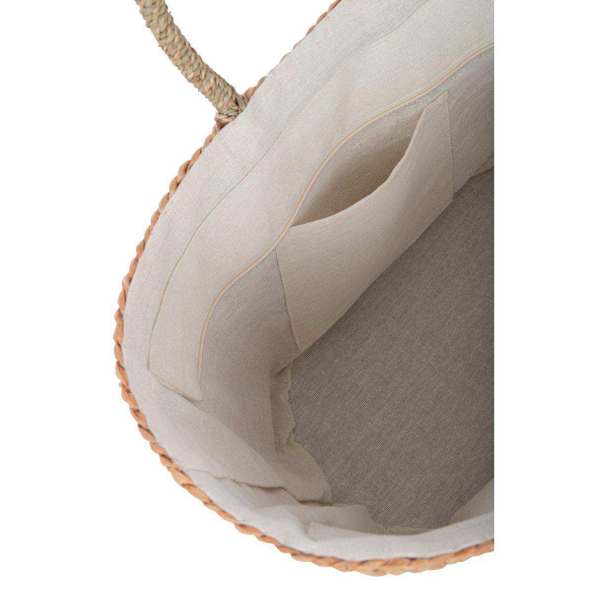 J-Line Strandtasche, kurze Griffe, horizontale Streifen, Jute, Natur/Hellorange - HomeDesign Knaus